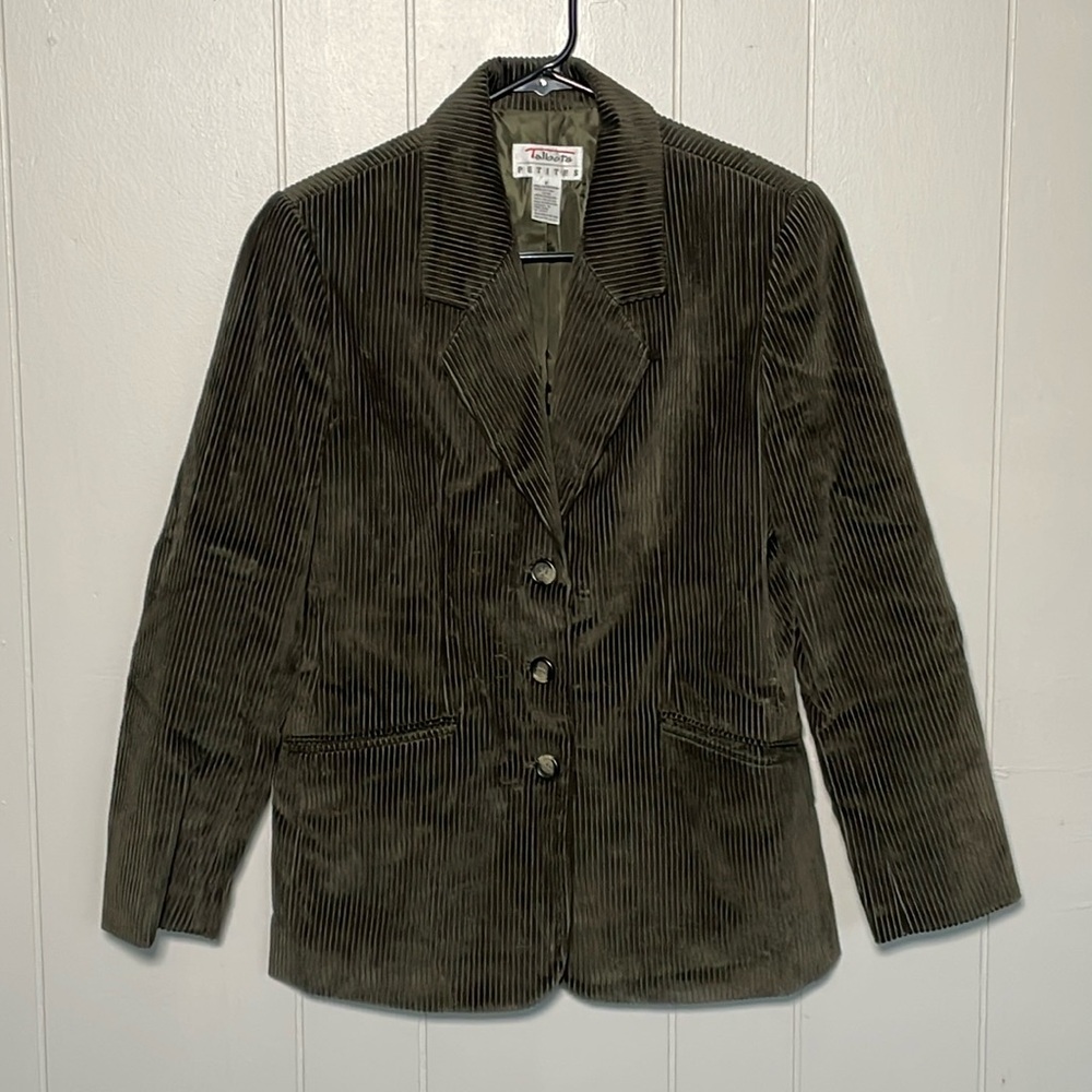 Talbots Petite Green Corduroy Blazer Women’s Small